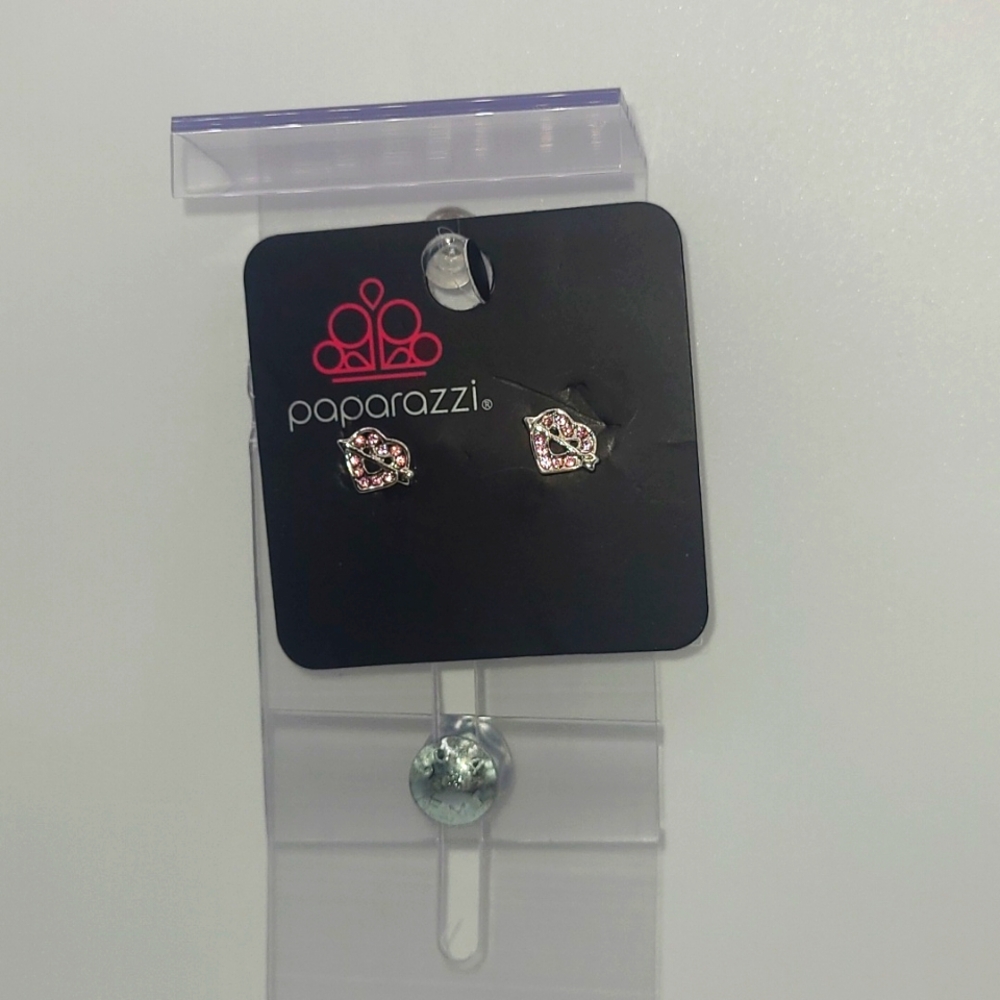 Pink Heart Paparazzi Costume Earrings